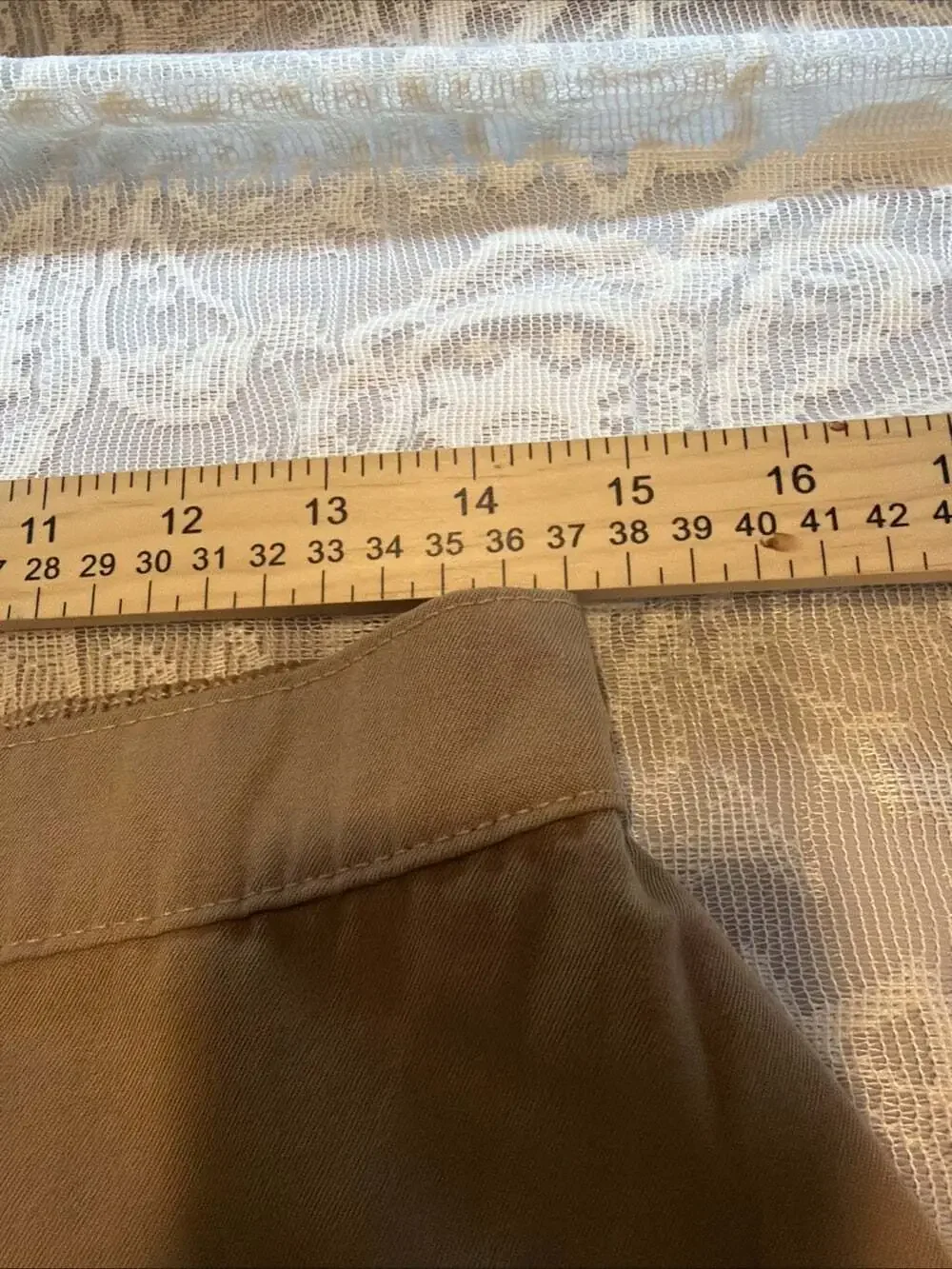 Vntge Jay Tan 90’s Pants Front Seam Tan Twill Women's W28/L25-12 Tapered Legs